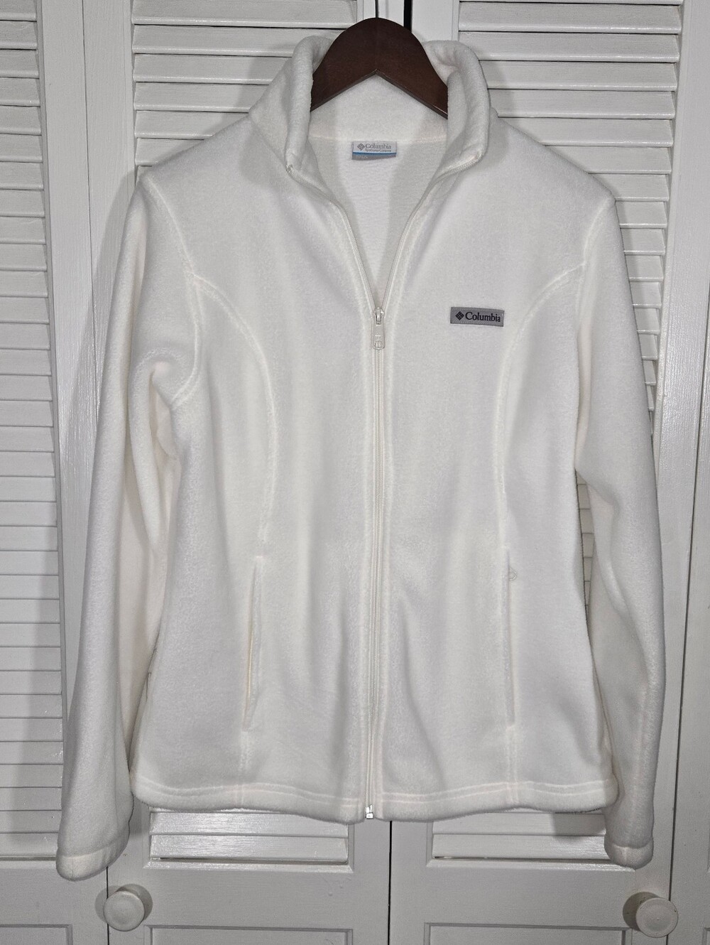 Columbia Brenton Springs Full Zip White Stand Up Collar Pockets Fleece Jacket M